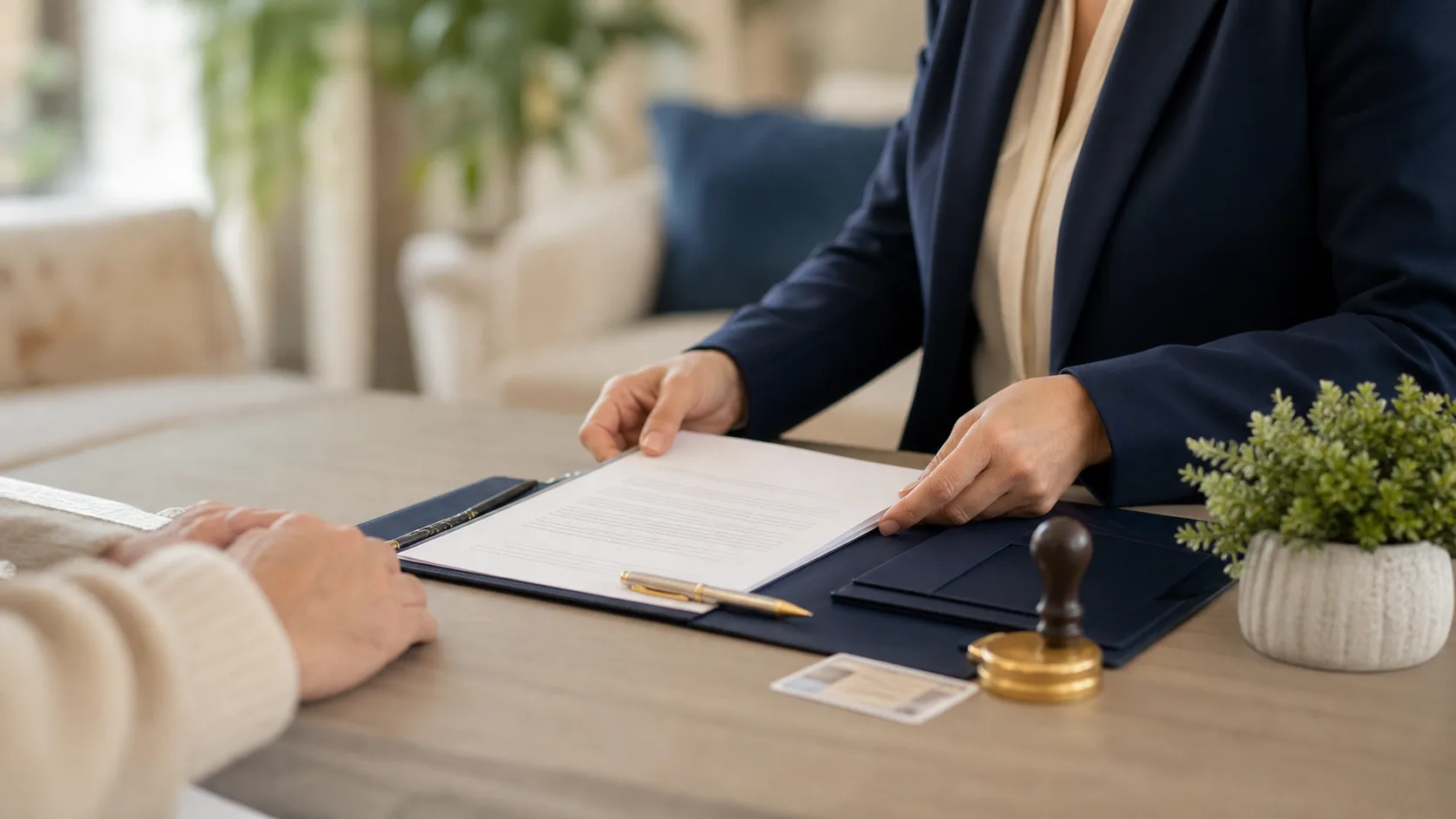 Notary documents and signing materials prepared on a table